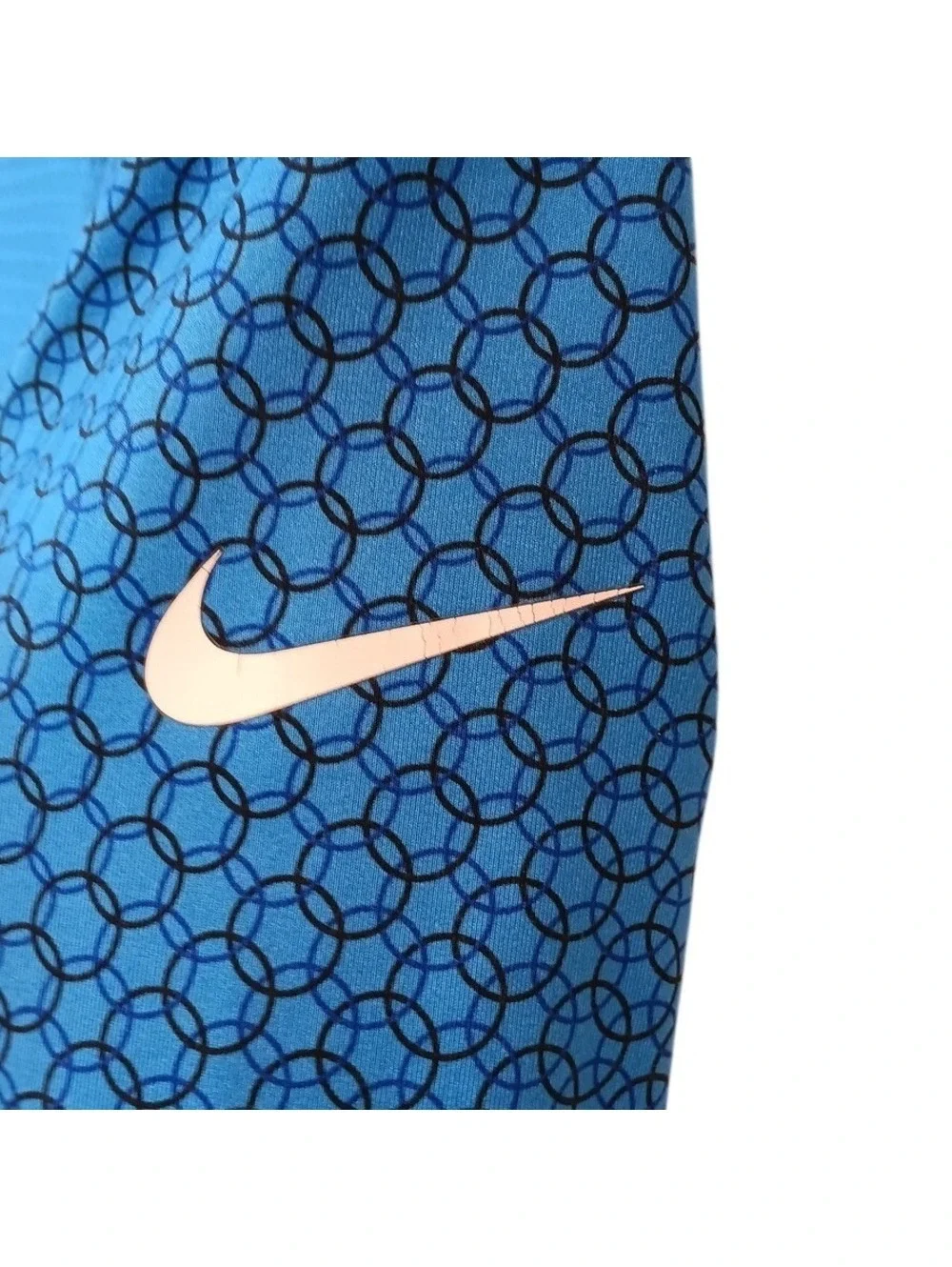 Nike Pro Men's Blue Geometric 1/4 Zip Dri-FIT Training Long Sleeve Top Size S